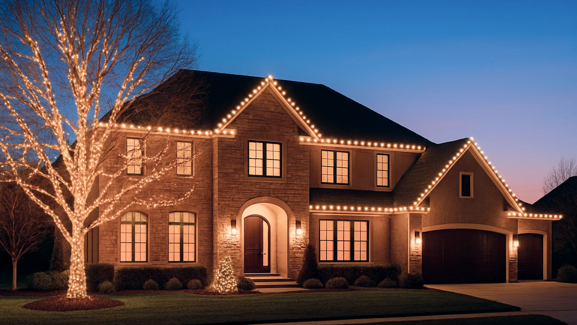 minimalistic lighting on a huge house